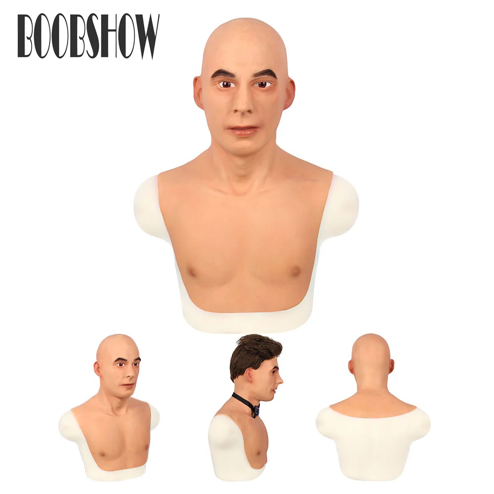 melhor Homem Rosto Máscaras Realista Silicone Pele Humana Masculino Halloween Crossdresser Cosplay Masruerade Tolo-dia Spoof Complicado Adereços