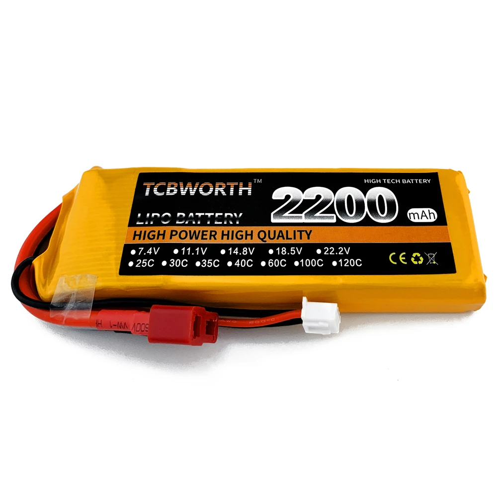 

RC LiPo Battery 2S 7.4V 2200mAh 35C 60C For RC Drone Helicopter Airplane Quadrotor Car FPV High Rate RC Batteries