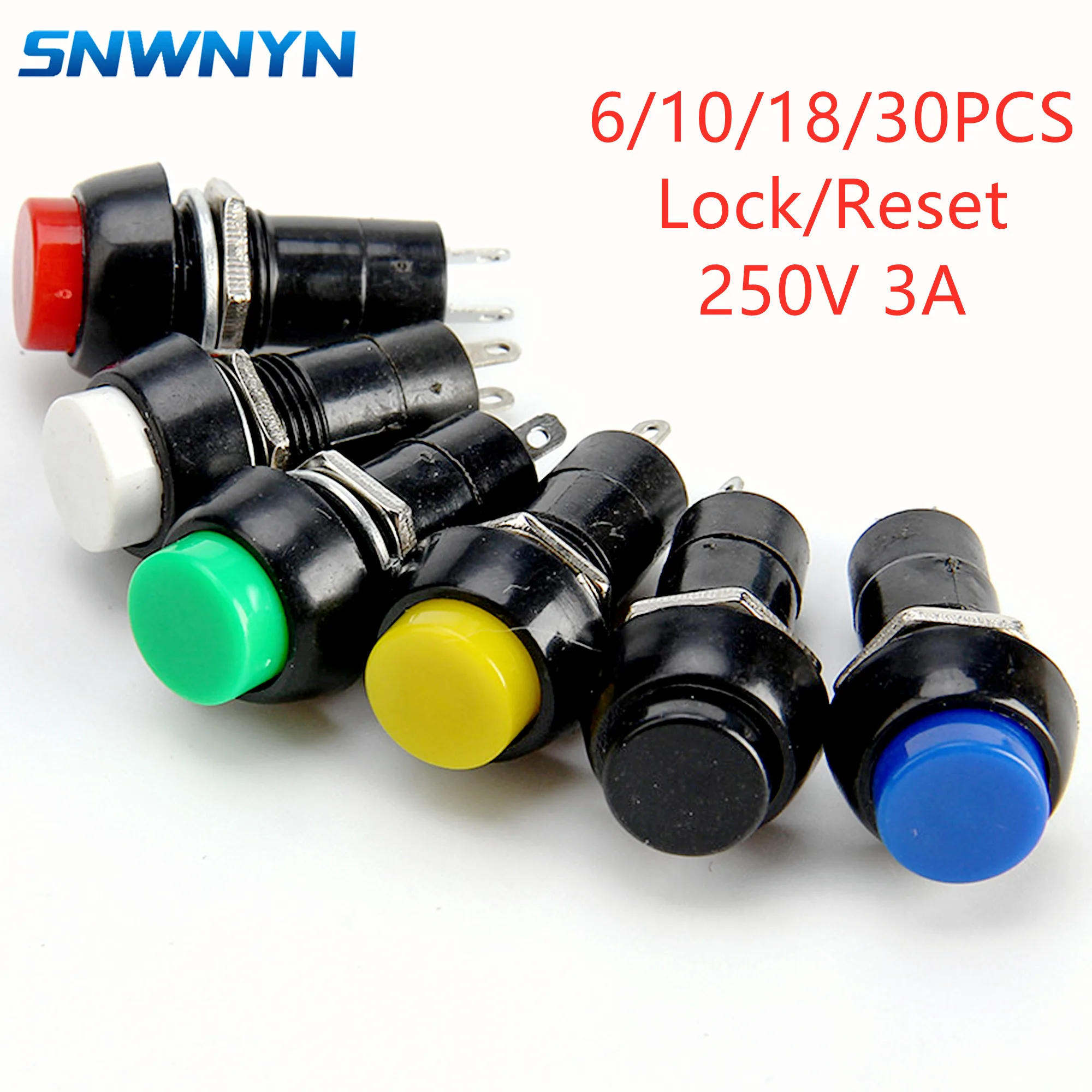 6/10/18/30 шт., самоблокирующиеся пластиковые кнопочные переключатели