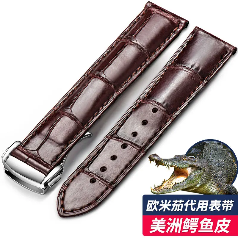 

FUYIJIA Soft 18MM 19MM 20MM Alligator Watchbands Custom Handmade Strap Steel Folding Buckle Belt Men Women Crocodile Watch Band