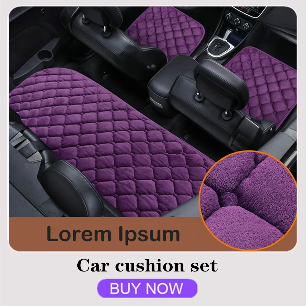 

Furry car seat cushion without backrest three-piece single-piece seat cushion skid-proof and warm short fluffy chair cushion