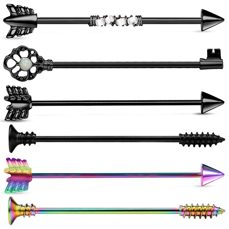 Промышленные серьги штанги из нержавеющей стали 14 г 6 шт./компл. ювелирные изделия