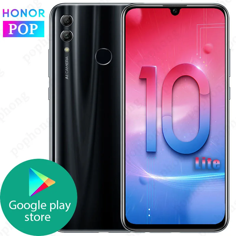 HONOR 10 Lite мобильный телефон 6,2 дюймов полный экран Android 9,0 24MP AI камера отпечатков пальцев Смартфон