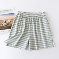 women summer loose shorts thin cotton leisure home pants striped bottoms elastic waist loungewear sleeping sleepwear