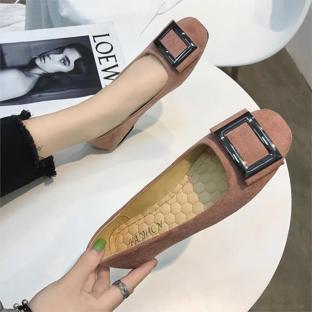 

2021 New Women Square Toe Slip on Flat Shoes Fashion Spring Autumn Women Shoes Loafers Casual Soft Flats Comfortable Woman Shoes