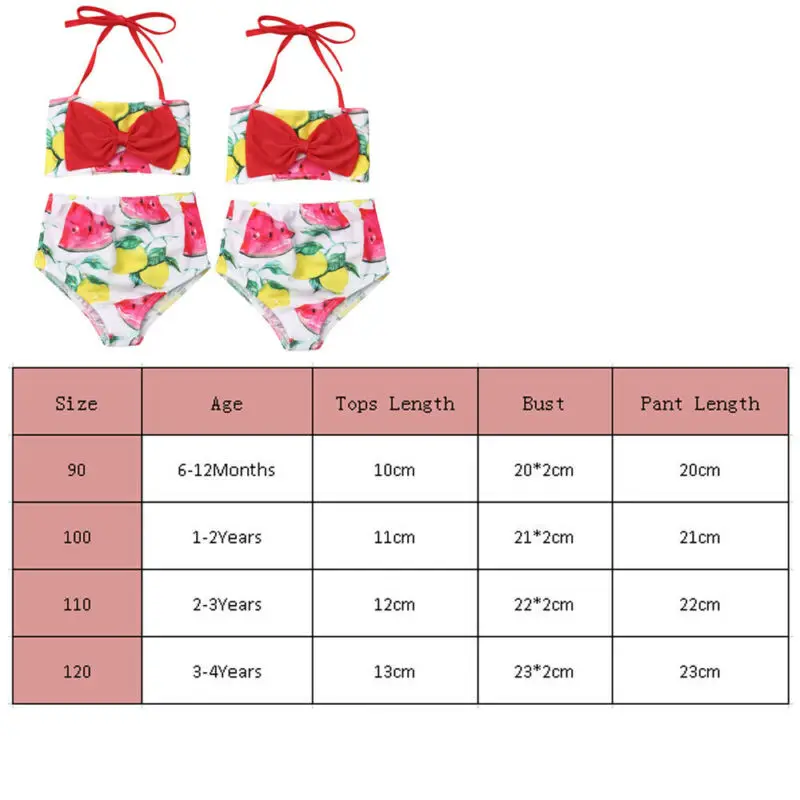 Модный детский купальник с бантом и принтом арбуза лимона для девочек лето 2020 2