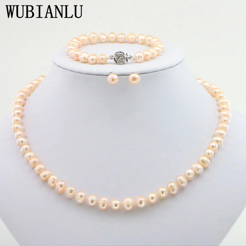 WUBIANLU 4 цвета новые очаровательные женские горячие продажи 7-8 мм белый настоящий
