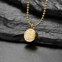 chinese customs lucky pattern marry beads chain pendant decoration on the neck stainless steel women lady fashion necklaces 2021