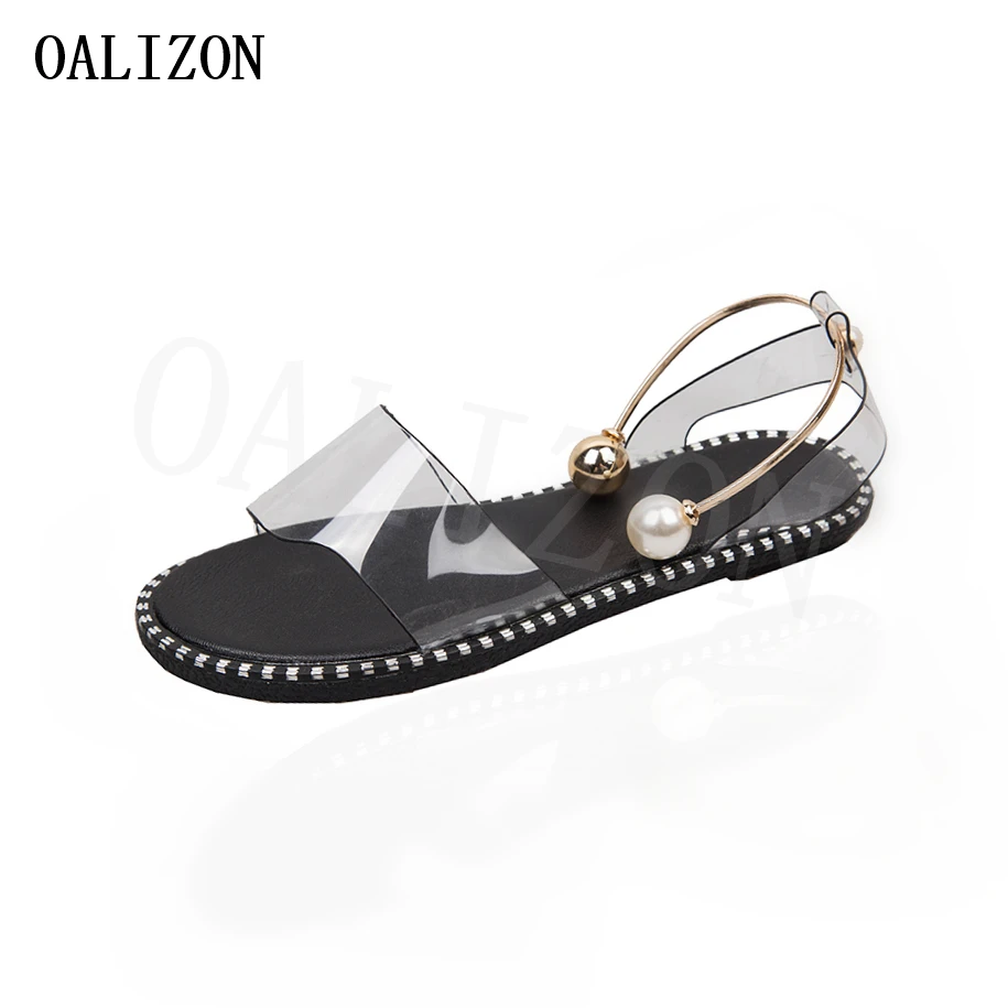 Сандалии женские прозрачные на плоской подошве пикантные босоножки с острым