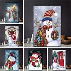 Милый снеговик с шапкой и шарфом, картины на холсте, мультяшный постер и печать на стене, картина для гостиной, Рождественский домашний декор