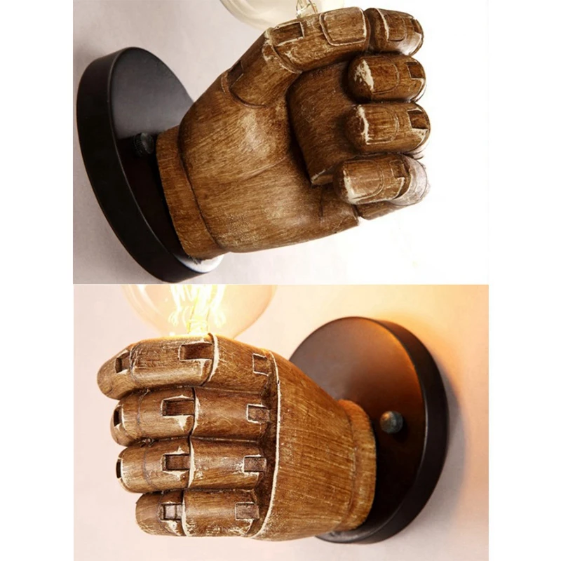 

LED Retro Wall Lamp Creative Fist Resin Lamp Restaurant Cafe Bedroom Living Room Wall Lamp Decorative Lamp Home Decoration