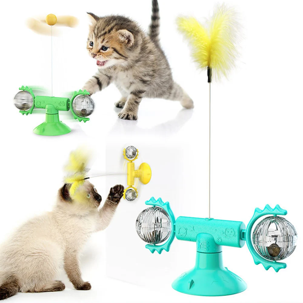 

Cat Toys Windmill Turntable Silicone Interactive Pet Toy With Massage Brush For Cats Playing Scratching Training With Cat Stick