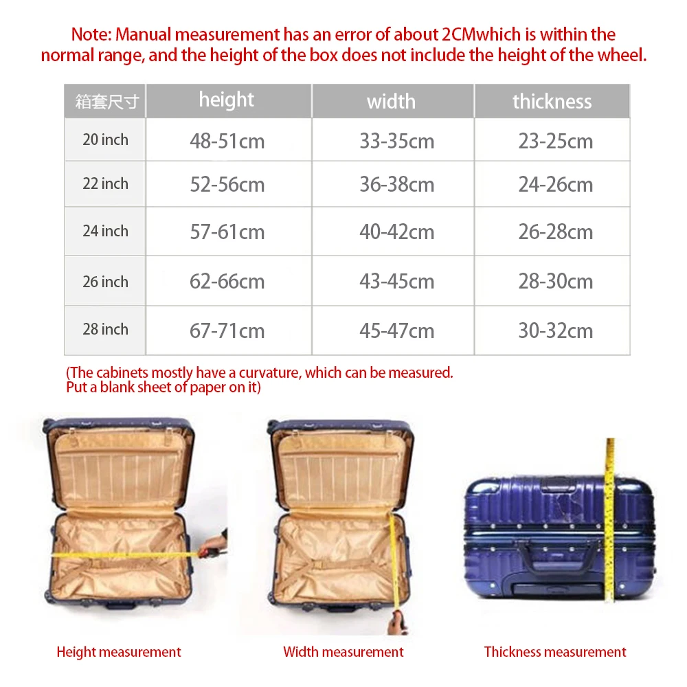 Водонепроницаемый чехол для багажа из ПВХ защитный чемодана 20 22 24 26 28 дюймов