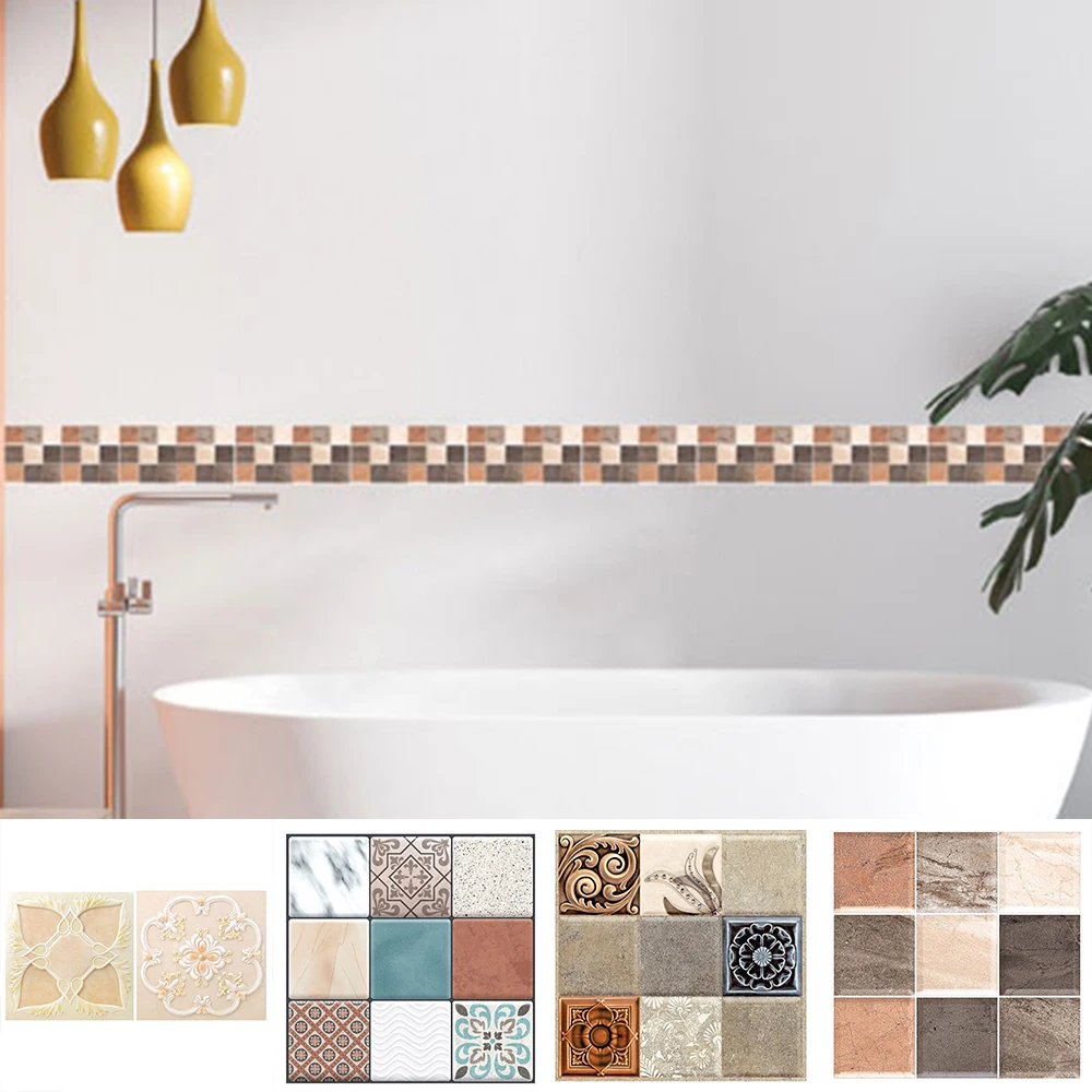 Mosaic Tile Wall Sticker Decals Bathroom Kitchen Home Decoration 10*10cm 18pcs |