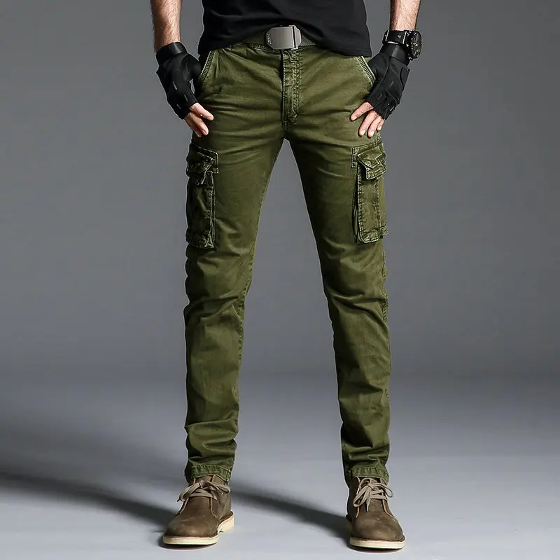 

2021 Cotton Mens Cargo Pants Army Tactical Pants Male Multi-pocket Outwear Straight Trousers Military Pant Men Pantalon Homme
