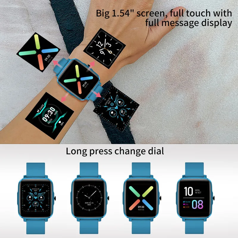 

F2 Smart Sports Watch Heart Rate Blood Pressure Temperature Measurement Unisex Multifunctional Watch with Detachable Strap