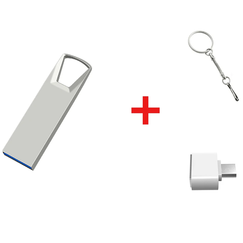 Мини usb флеш-накопитель, металлическая флешка, usb 3,0, карта памяти для ключей, 128 ГБ, 64 ГБ, 16 ГБ, 8 ГБ, 4 Гб, 32 ГБ, флеш-накопитель, u-диск, сделанный на заказ с логотипом - Цвет: free micro adapter