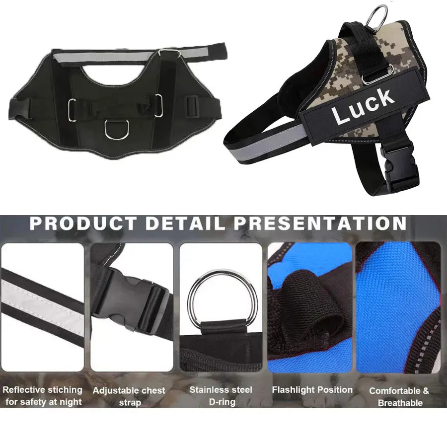 Поводок для собак светоотражающий дышащий регулируемая шлейка питомцев жилет ID