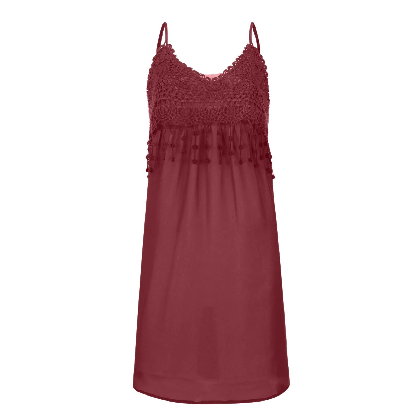 

Summer Lace Strap Dress Sexy Sleeveless Lace Hem Casual Loose Mini Dress Holiday Solid Open Back Sling Summer Dress 2021 40#
