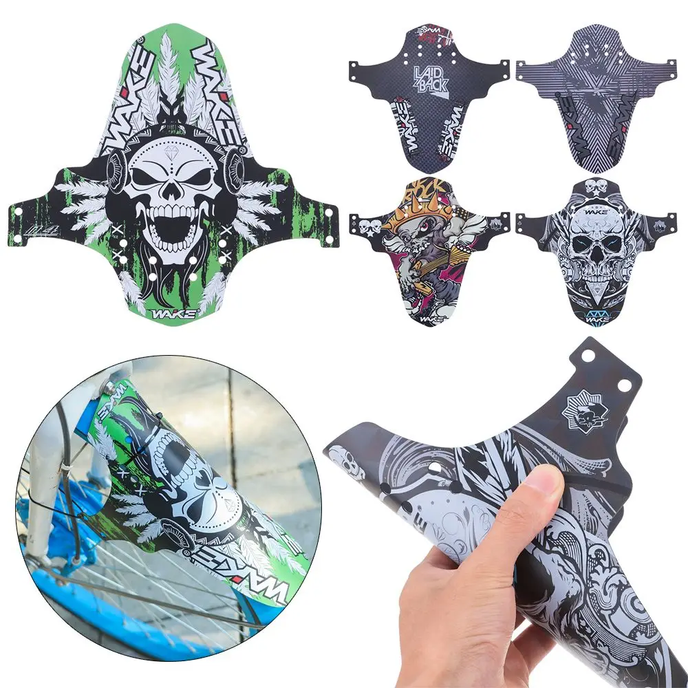 

Bicycle Color Skull Graffiti Pattern Mudguard Front Rear Mudguard Road MTB Mountain Bike Fender with Fixing Strap Cycling Parts