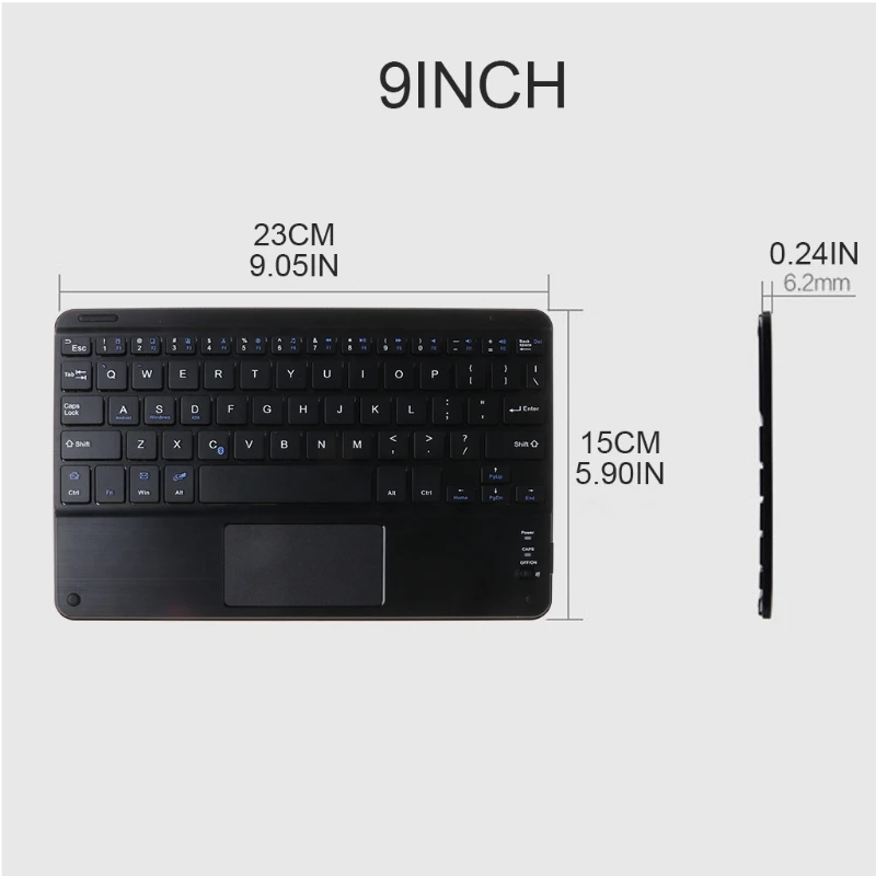 

7/9/10 Inches Wireless Bluetooth Lightweight Keyboard with Touchpad Home Keypad W8ED