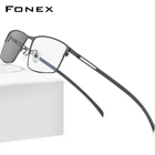 FONEX Мужская квадратная оправа для очков, фотохромная серая оправа из титанового сплава с защитой от сисветильник света, модель FAB1010 в Корейском стиле, 2021