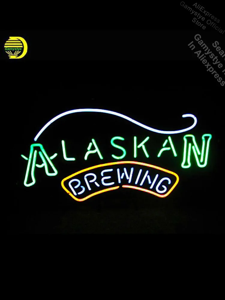 

Alaskan Brewing Co Beer Neon Sign neon Light Sign Real galss Outdoor Wall Light Money Exchange Sign Neon Lamp Bulb Bar Pub Light
