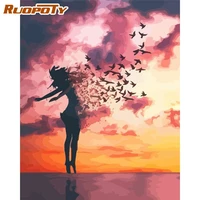 ruopoty oil paint by numbers kits for adults home living room wall decoration handpainted figure picture framed artcraft diy gif