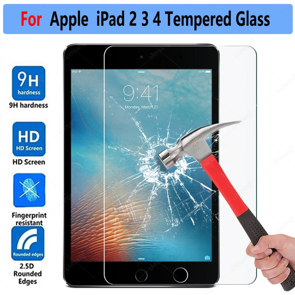 

Защитная пленка из закаленного стекла для iPad 2, 3, 4 A1430 A1458 A1459 A1460 A1395 A1396 A1397 A1403 A1416 Screeen протектор 0,3 мм с уровнем твердости 9H HD планшетный пленка
