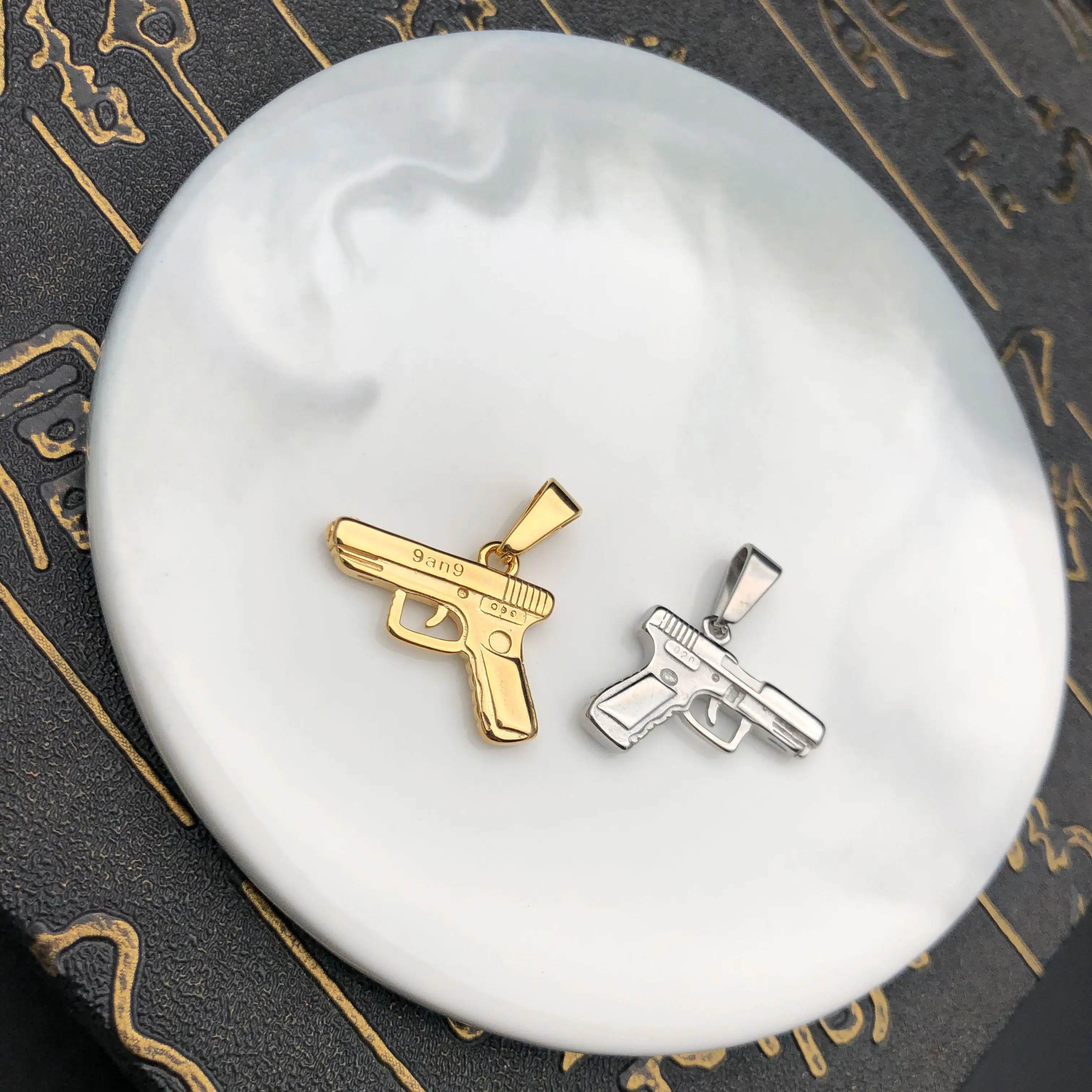 Мужская цепочка с подвеской в виде пистолета из нержавеющей стали | Украшения и