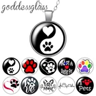 Ожерелье с подвеской в виде кошек и собак, стеклянный круглый кабошон с серебряным покрытием, украшение для подарка