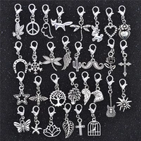 yuenz 30pcs mixed styles animal heart leaf flower charms lobster clasp bracelet pendants diy jewelry for making accessories