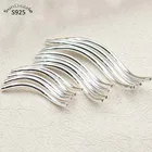 Настоящее чистое твердое Стерлинговое Серебро 925 пробы разъем S-образной формы изогнутые серебряные Длинные трубки бусины браслет ожерелье ювелирные изделия фурнитура