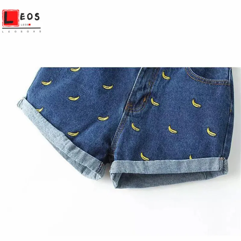 Женские джинсовые шорты с высокой талией летняя обувь рисунками банана