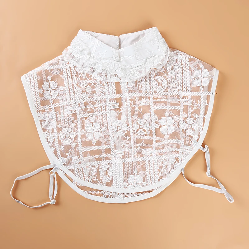 Рубашка с имитацией воротника белая кружевная маленькая блузка отстегивающимся