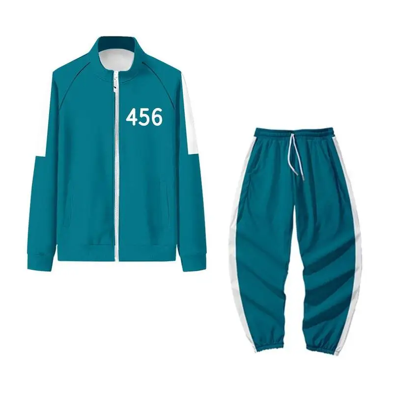 

Korean TV Play Squid Game Cosplay Costume Li Zhengjae Same Style Sportswear 456 218 Top National Tide Jacket Sweater Pants Suits