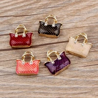 10pcslot kc gold color enamel bag shape charm alloy bracelet earring keychain making diy jewelry accessories