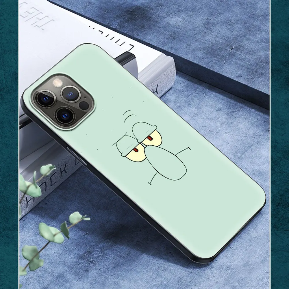 

Phone Case For iPhone 11 12 Pro XS Max 8 7 Plus X XR Silicone Soft TPU Black Shell Back Cover Coque Bag Cartoon Cute Face Kawaii