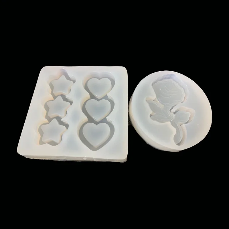 Роза цветок шейкер силиконовые формы DIY Смола в форме сердца звезды шейкеры