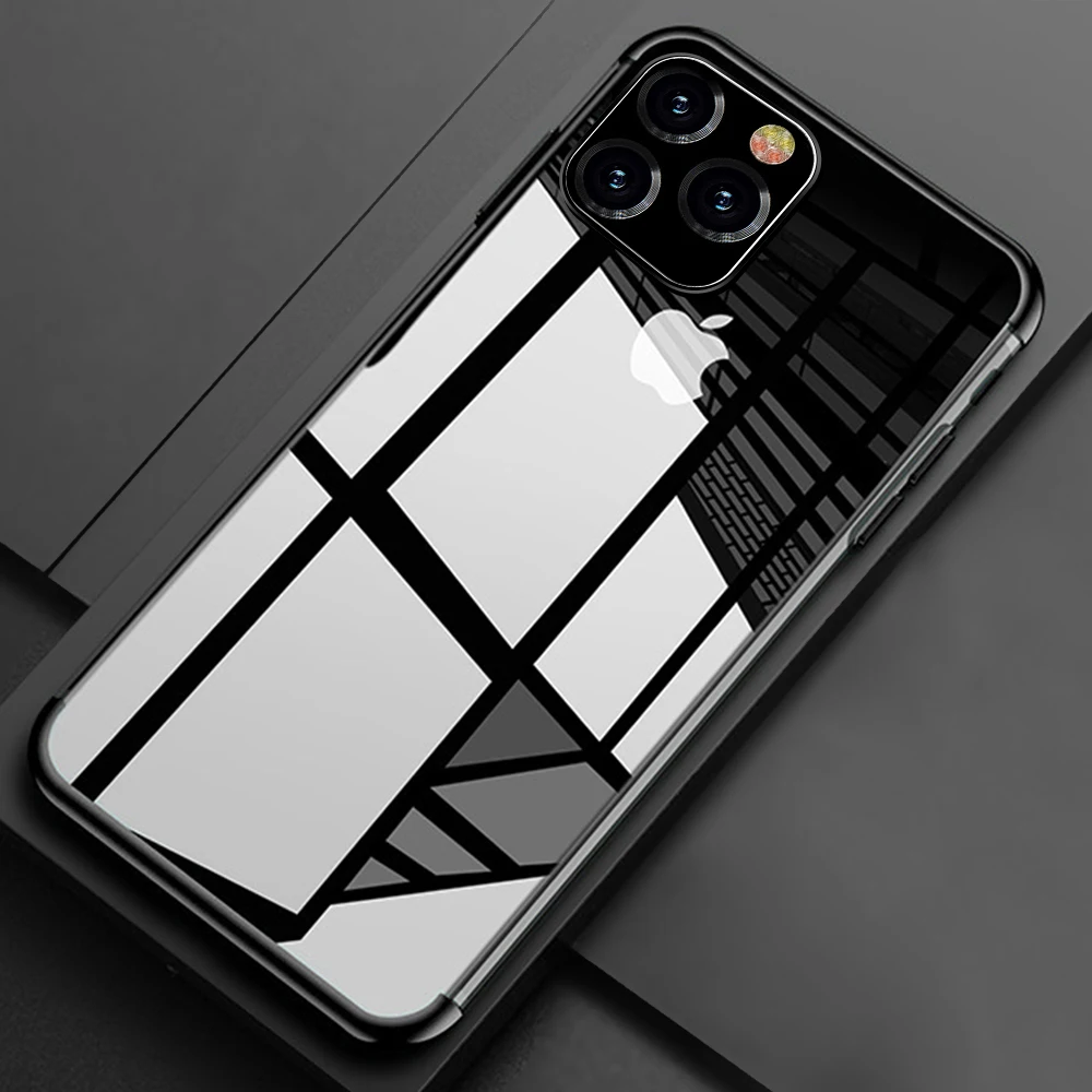 Black Роскошный чехол для iPhone 11 ультратонкий, прозрачный чехол из ТПУ с резиновым покрытием для iPhone 11 Pro Max 11 силиконовый чехол - Цвет: Black