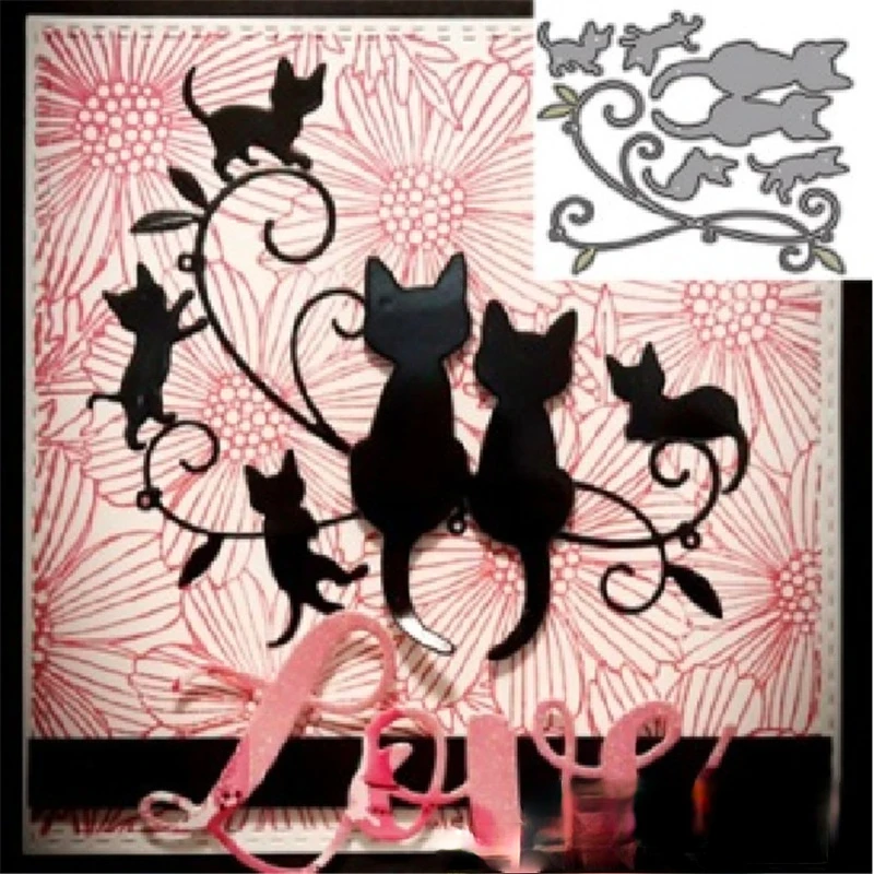 

2021 New Six Kitty Metal Cutting Dies Stamps Dies Scrapbooking Mold Cut DIY Handmade Tools Craft Decoration 2021 New Metal Dies