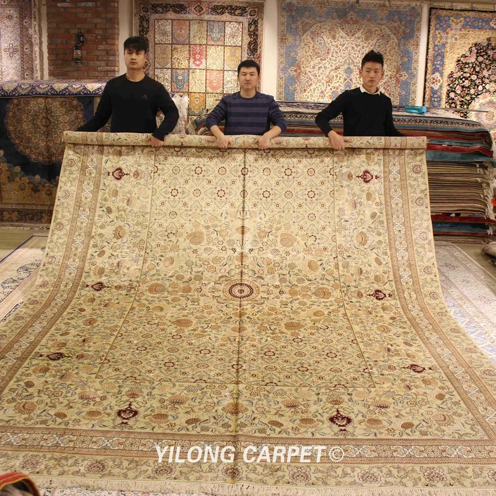 YILONG 10 'x 14' желтые восточные персидские ковры ручной работы с узелками