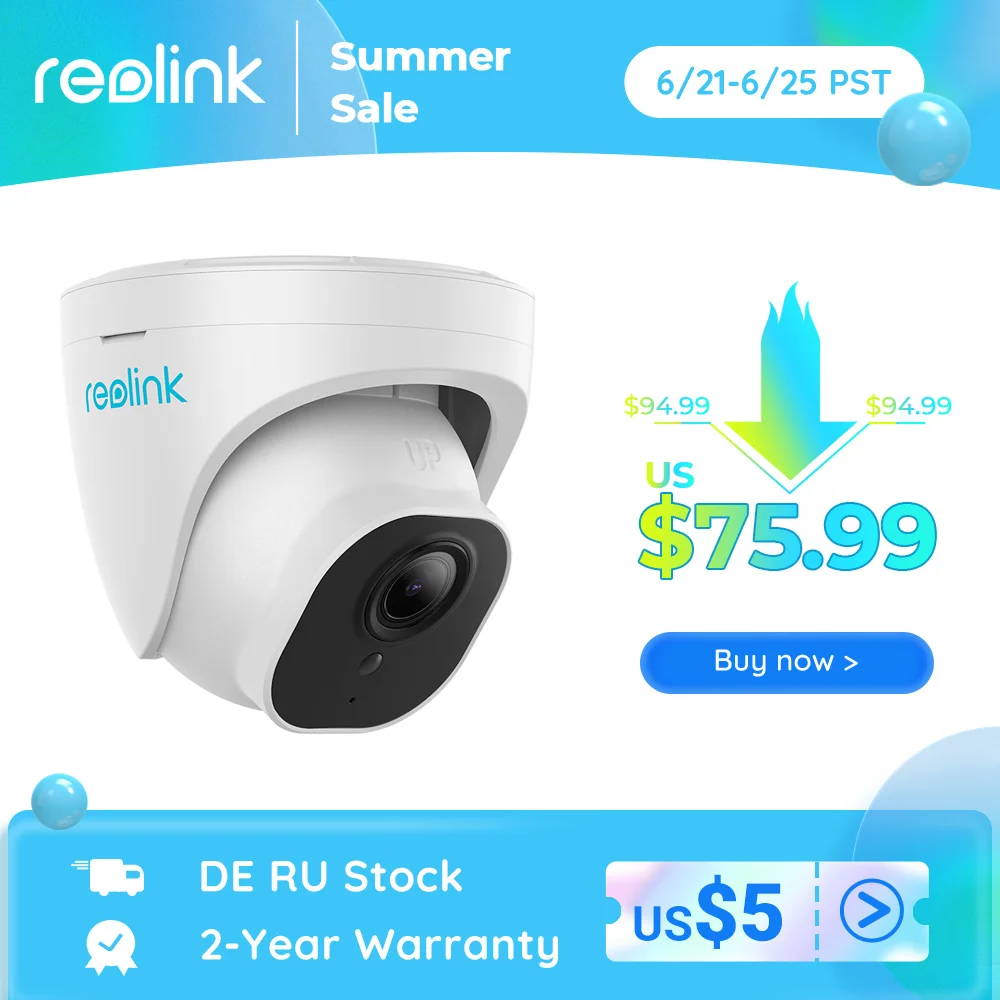 Reolink POE IP Камера HD 5MP Автофокус Зум Уличное Купольное