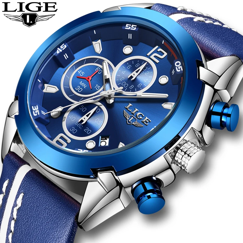 Relojes Hombre 2019 новые синие модные мужские часы Топ Бренд роскошные серебряные