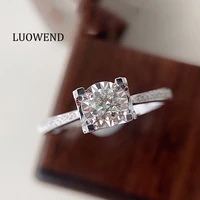 luowend 18k white gold au750 engagement diamond ring trendy gold rings elegant for women claw setting wedding eternity ring
