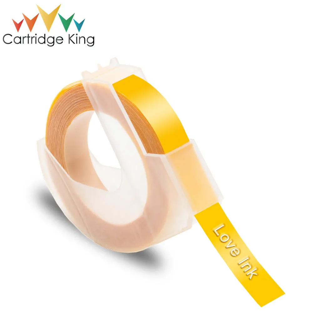 Картридж King 1roll белый на желтом 3D лента с тиснением совместимый Dymo ПВХ принтер