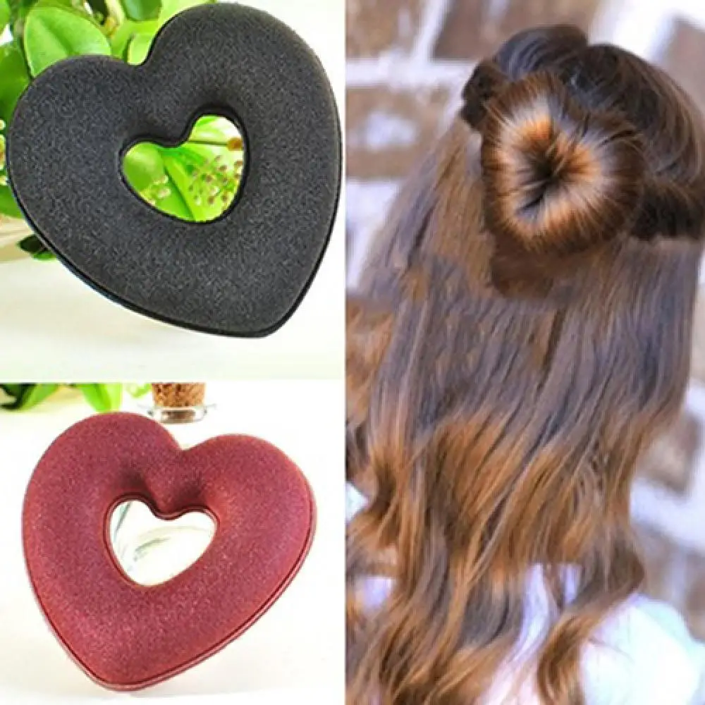 

1PC Women Girl Hair Styling Heart Shaped Updo Bun Maker DIY Holder Hair Accessory Donut Bun Updo Headbands Acces Hair Tool