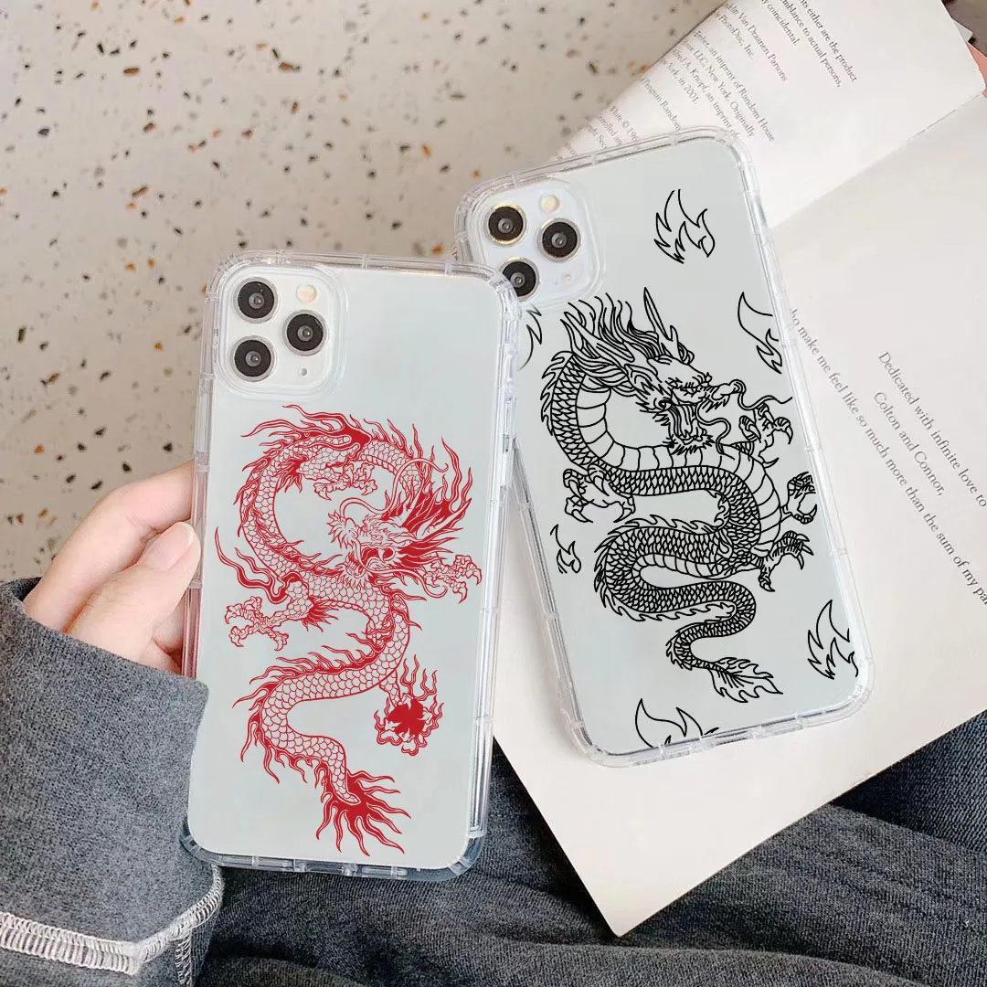 Модный прозрачный чехол JAMULAR с драконом для iPhone 11 Pro 12 XS MAX SE 20 XR 7X8 6Plus мягкий