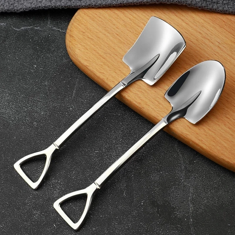 

4PCS 304 stainless steel coffee spoon Retro shovel spoon for ice cream Creative tea-spoon Tableware kitchen accessories