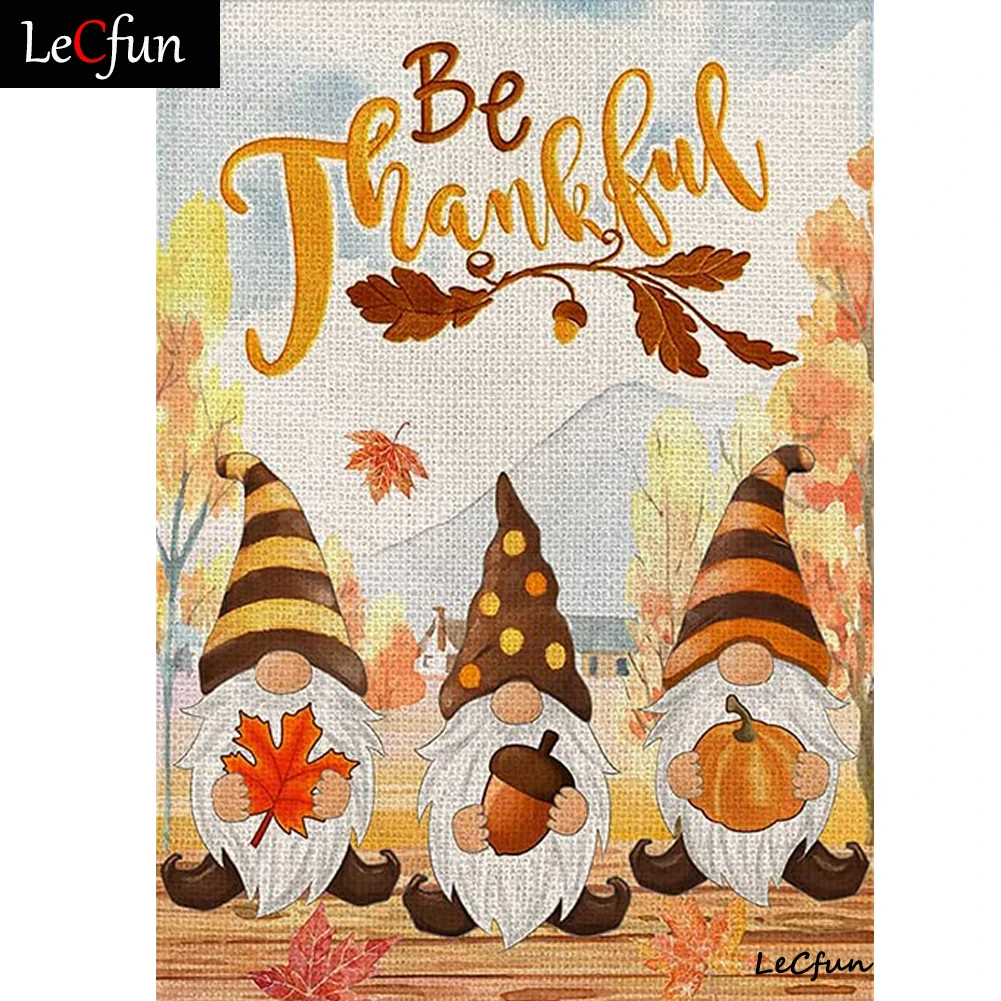 

LeCfun Be Thankful Gnome Diy Diamond Painting Full Square/Round Drill Diamonds Art Cross Stitch Embroidery Autumn Home Decor